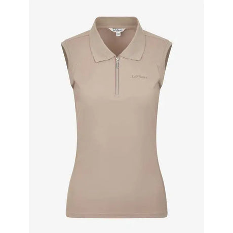 Beige Lemieux Sleeveless Sport Polo Mink with quarter-zip front in super lightweight fabric