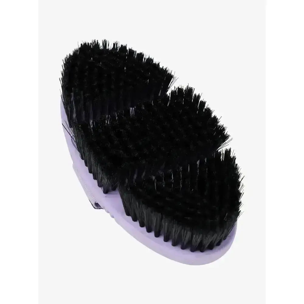 Black bristle lemieux soft body brush wisteria with white plastic handle and flexi design allowing easy grooming