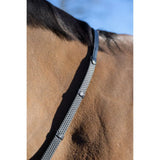 Gray textured lemieux soft rubber reins with nylon lining and stoppers black silver for extra grip and durability