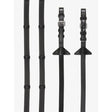 Black leather lemieux soft rubber reins with silver stoppers black silver and nylon lining prevents stretching