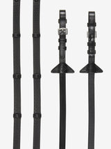 LeMieux Soft Rubber Reins with Stoppers Black/Silver Pony Black/Silver Rubber Reins