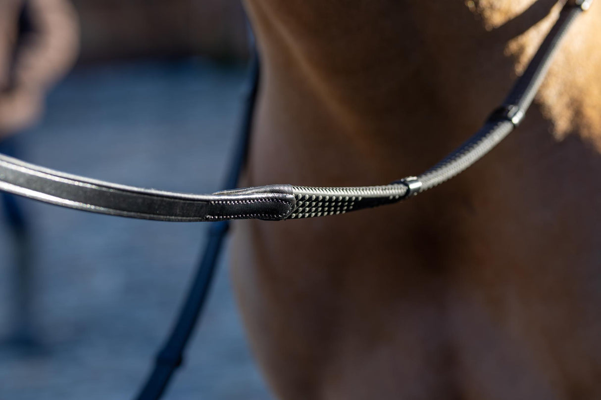LeMieux Soft Rubber Reins with Stoppers Black/Silver Pony Black/Silver Rubber Reins