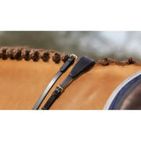 Black leather horse bridle strap with gold toned buckle for lemieux soft rubber reins stoppers brown brass