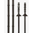 Black leather lemieux soft rubber reins with stoppers brown silver and nylon lining prevents stretching and slipping