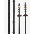 Black leather lemieux soft rubber reins with havana brass stoppers textured grip and nylon lining prevents stretching
