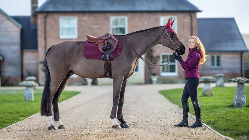 LeMieux Soft Shell Anti Slip EuroJump Square Burgundy One Size Burgundy Saddle Pads