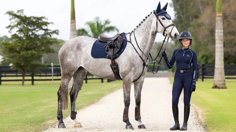 LeMieux Soft Shell Anti Slip EuroJump Square Navy Navy Saddle Pads