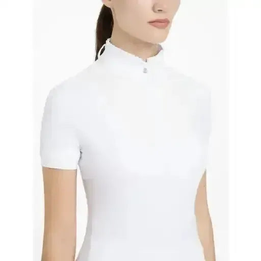 Lemieux Sophia Short Sleeve Pleated Show Shirt White White UK 6 Show Shirts