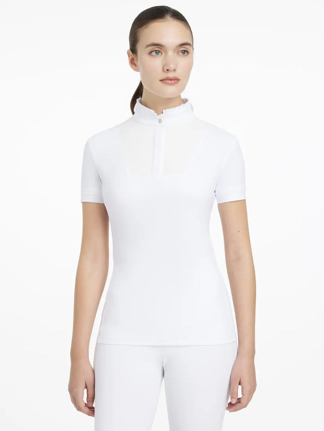 Lemieux Sophia Short Sleeve Pleated Show Shirt White White UK 6 Show Shirts