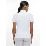 Lemiuex sophia white short sleeve polo shirt with beautiful neck detailing to achieve peak presentation