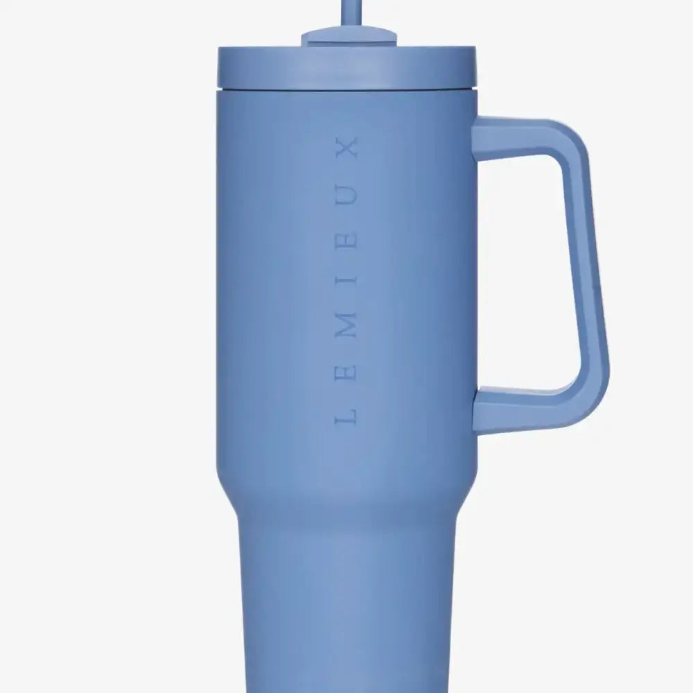 Matte blue lemieux sports cup powder blue tumbler with handle and straw perfect for active use