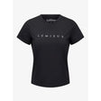 Black lemieux sports t-shirt with white logo, relaxed-fit and sweat-wicking fabric for active wear