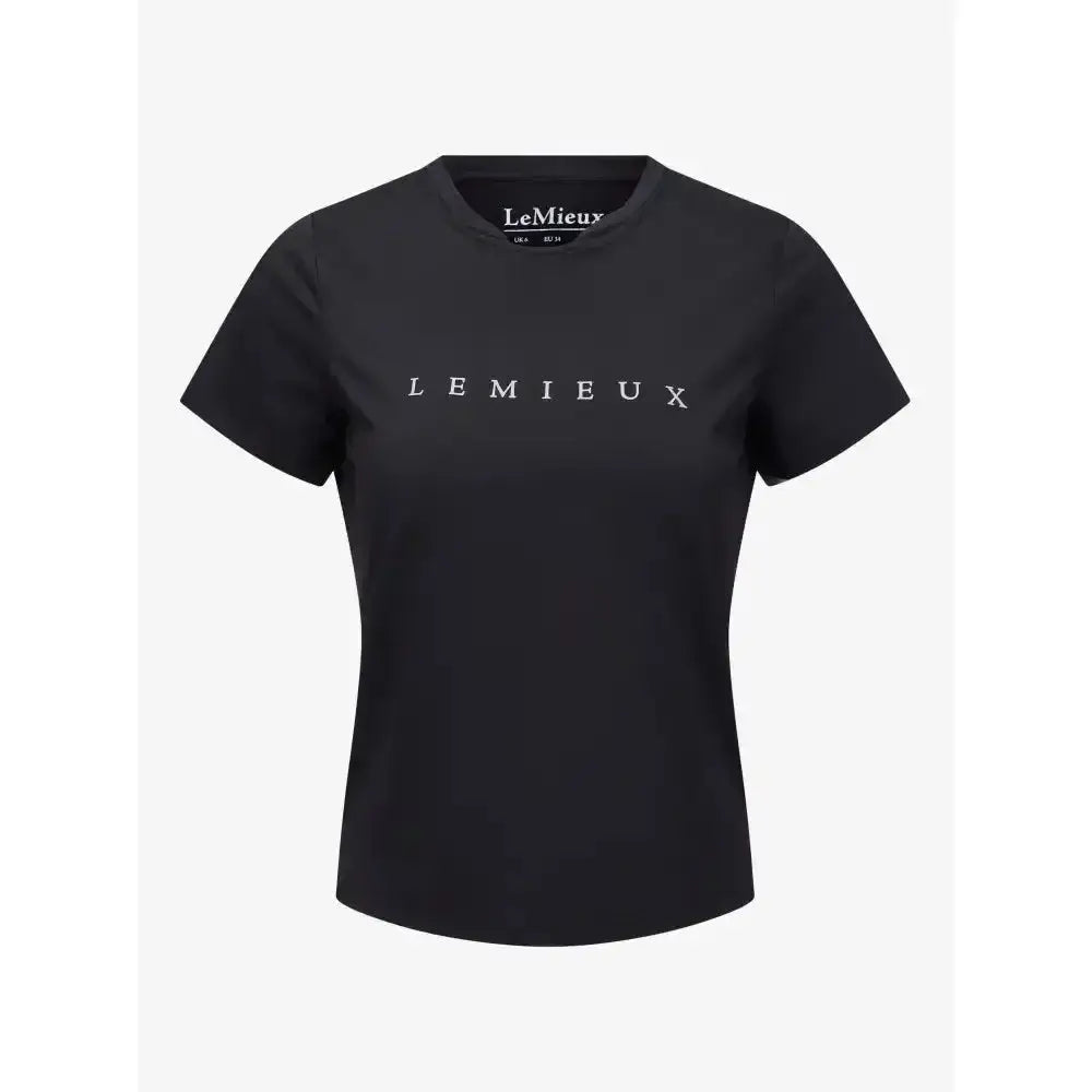 Black lemieux sports t-shirt with white logo, relaxed-fit and sweat-wicking fabric for active wear