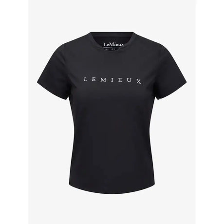 Black lemieux sports t-shirt with white logo, relaxed-fit and sweat-wicking fabric for active wear