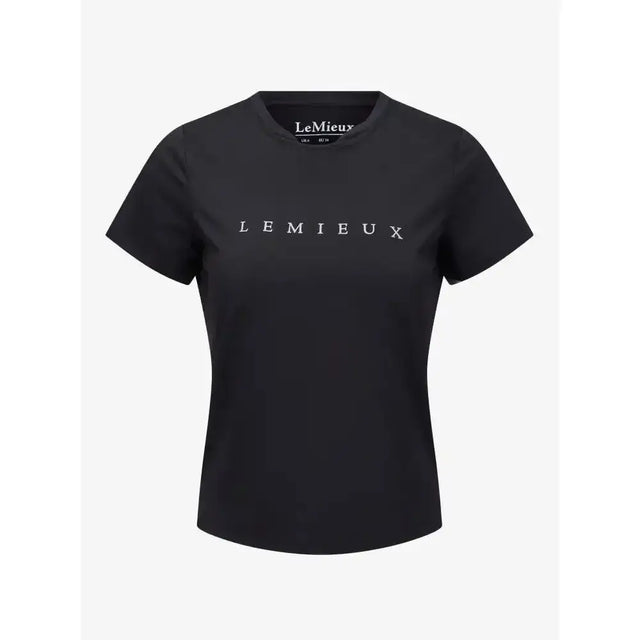 Black lemieux sports t-shirt with white logo, relaxed-fit and sweat-wicking fabric for active wear