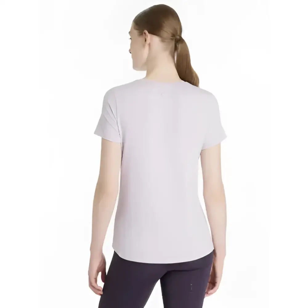 Lemieux sports t-shirt in soft lilac with short sleeves and side seam detailing perfect for equestrian activities