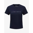 Navy lemieux sports t-shirt with white embroidered lettering made from sweat-wicking fabric in relaxed fit