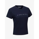 Navy blue lemieux sports t-shirt with white lettering, relaxed-fit and made from sweat-wicking fabric for comfort