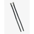 Black leather lemieux spur straps with silver metal buckles designed for horse riding boots and wipe-clean rubber spurs