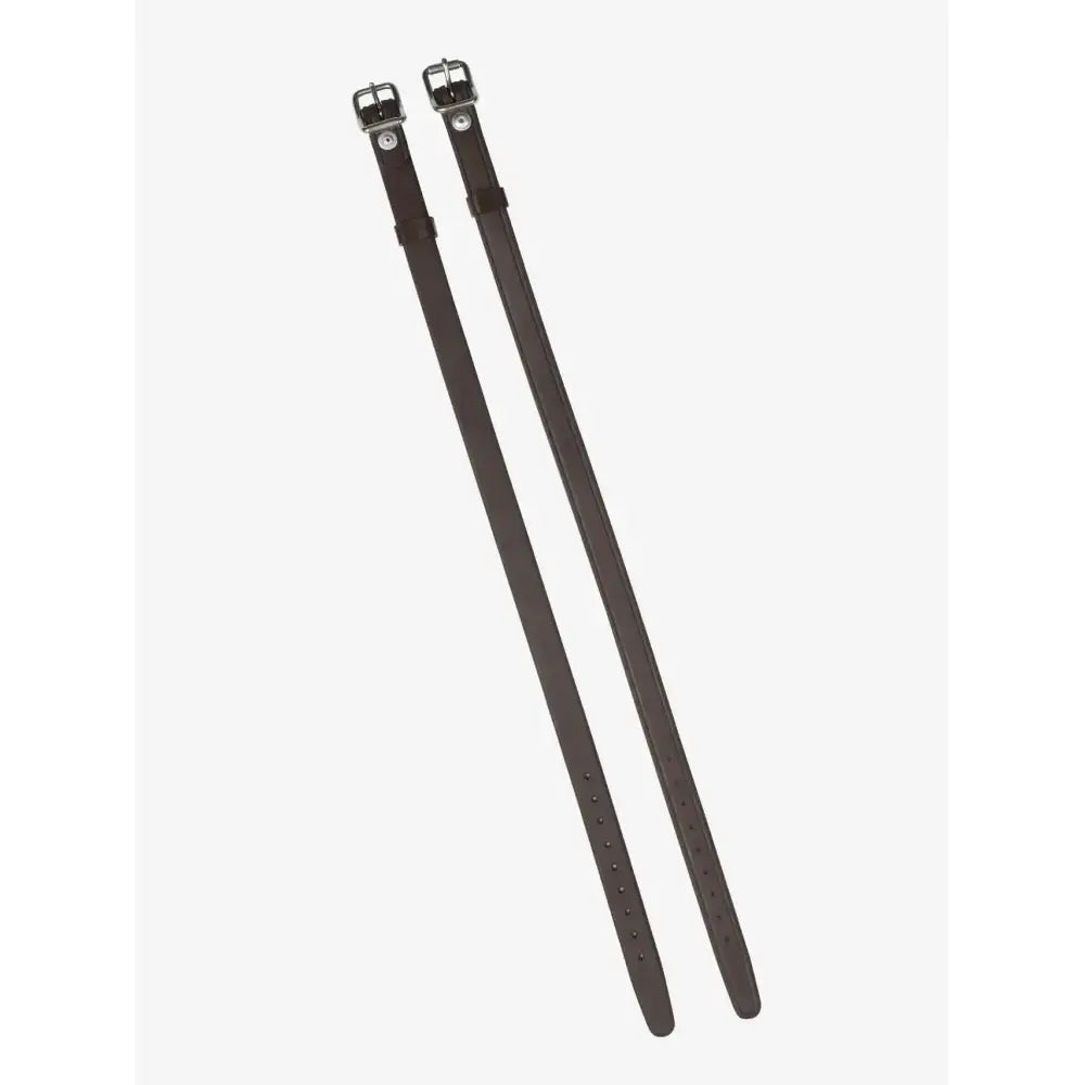 Two lemieux spur straps brown made of dark leather with silver buckles and soft wipe-clean rubber detailing
