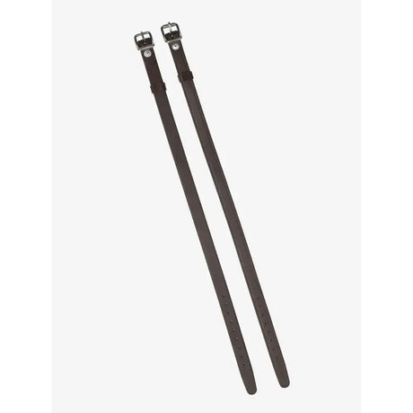 Two lemieux spur straps brown made of dark leather with silver buckles and soft wipe-clean rubber detailing