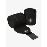Black lemieux stable bandages with velcro loop tab closure and brand logo ideal for bandage pads wrap