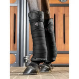 Black lemieux stable bandages with quilted padded design and loop tab featuring a small logo patch