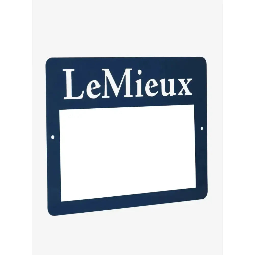 Dark blue rectangular stable magnetic whiteboard navy with white lemieux lettering for organized use
