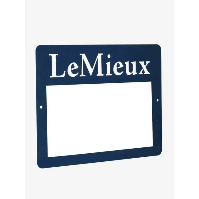 Dark blue rectangular stable magnetic whiteboard navy with white lemieux lettering for organized use