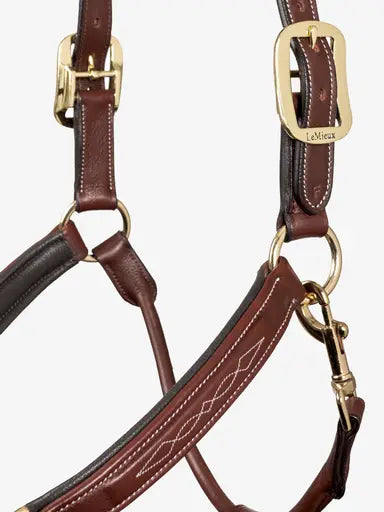 LeMieux Stitched Leather Headcollar Brown Cob Brown Leather Headcollars