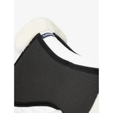 Lemieux streamline half pad white with black and white shearling lining and black elastic edge for saddle fit
