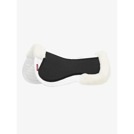 Lemieux streamline half pad white white with plush faux fur trim for improved saddle fit and comfort
