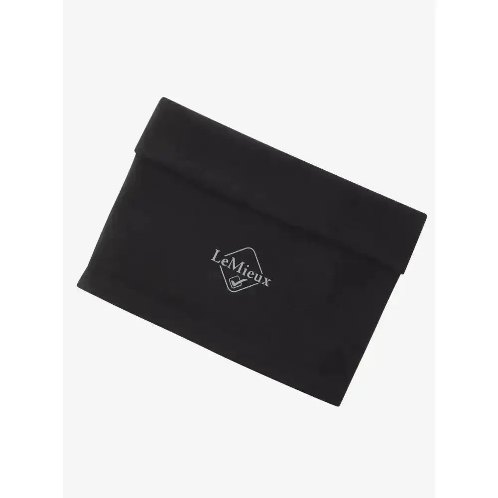 Black lemieux branded pouch with subtle white logo for lemieux stretch snood versatile neck covering storage