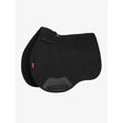 Black lemieux suede gp square black saddle pad with quilted texture and lambskin label for equestrian use