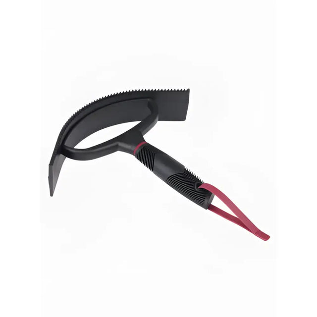 Black plastic lemieux sweat scraper with textured grip and red strap in sweat scraper black design