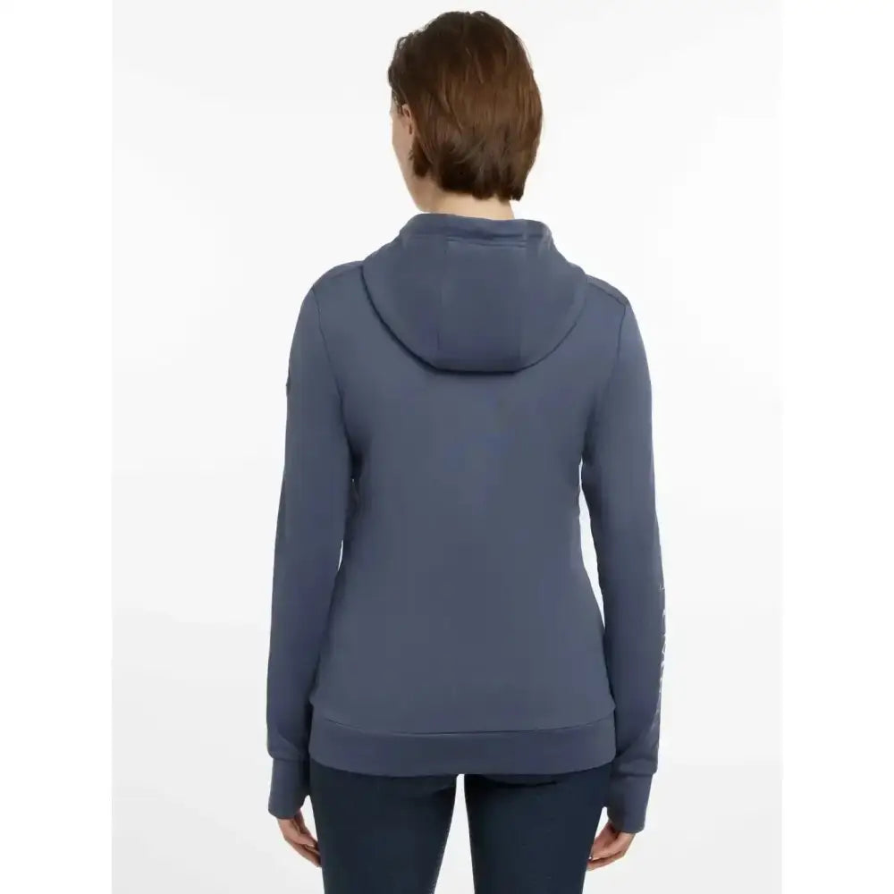 Dark gray lemieux tabi tech zip through hoodie dusk blue with ribbed hem and cuffs long sleeve and hooded design