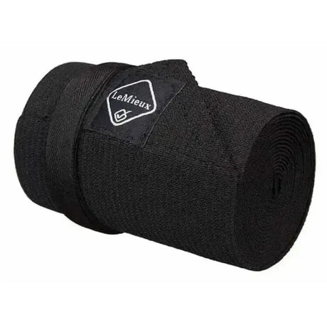 Black lemieux tail bandage made of durable fabric with branded patch ideal for horse care and tail bandage black use