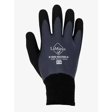 Black and gray lemieux thermal work gloves with waterproof grip and elastic wristband for equine work gloves