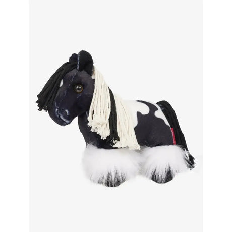Black and white lemieux tiny pony razzle toy pony with fluffy mane tail and plush feet perfect for kids
