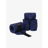 Navy blue felt lemieux toy pony bandages ink with black velcro strap and luxury fleece bandage label visible