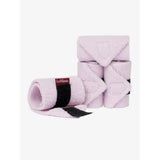 Pink plush lemieux toy pony bandages lilac wrap with black elastic band and lemieux branding