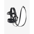 Black leather lemieux toy pony bridle with silver stitching and metal buckles in pony bridle black design