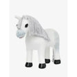 White plush lemieux toy pony coco with silver glittery mane and black hooves perfect for cuddly play