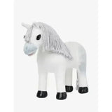 White plush lemieux toy pony coco with silver glittery mane and black hooves perfect for cuddly play