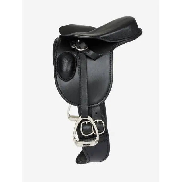 Black leather Lemieux Toy Pony Dressage Saddle with stirrups and straps, Dressage Saddle Black