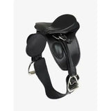 Black leather lemieux toy pony dressage saddle with silver metal hardware perfect for pony dressage saddle black use