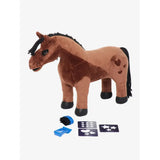Brown plush lemieux toy pony gracie with black mane tail and heart-shaped spots on its side