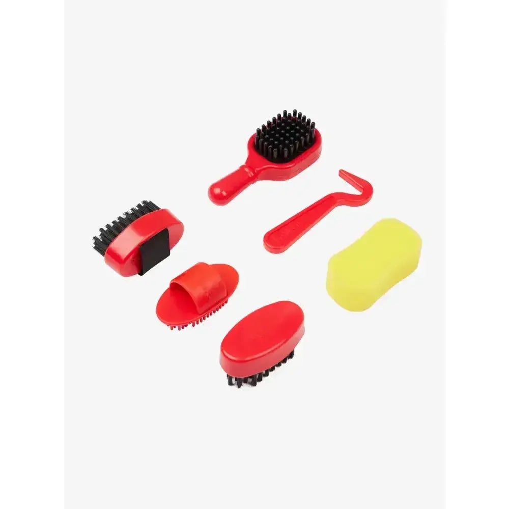 Lemieux toy pony grooming kit chilli with red plastic body black bristles and yellow sponge for toy pony care