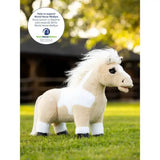 A lemieux toy pony lemon plush with cream body white mane tail black hooves and white patches, supporting world horse welfare