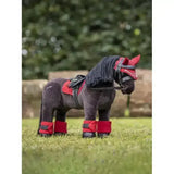 Black plush horse with red lemieux toy pony saddle pad chilli bridle and leg wraps perfect for pony play